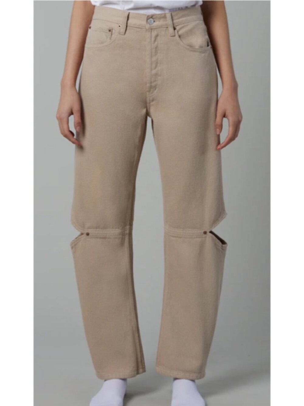 Still Here New York Cowgirl Khaki Tan Bone Denim Jeans 27
